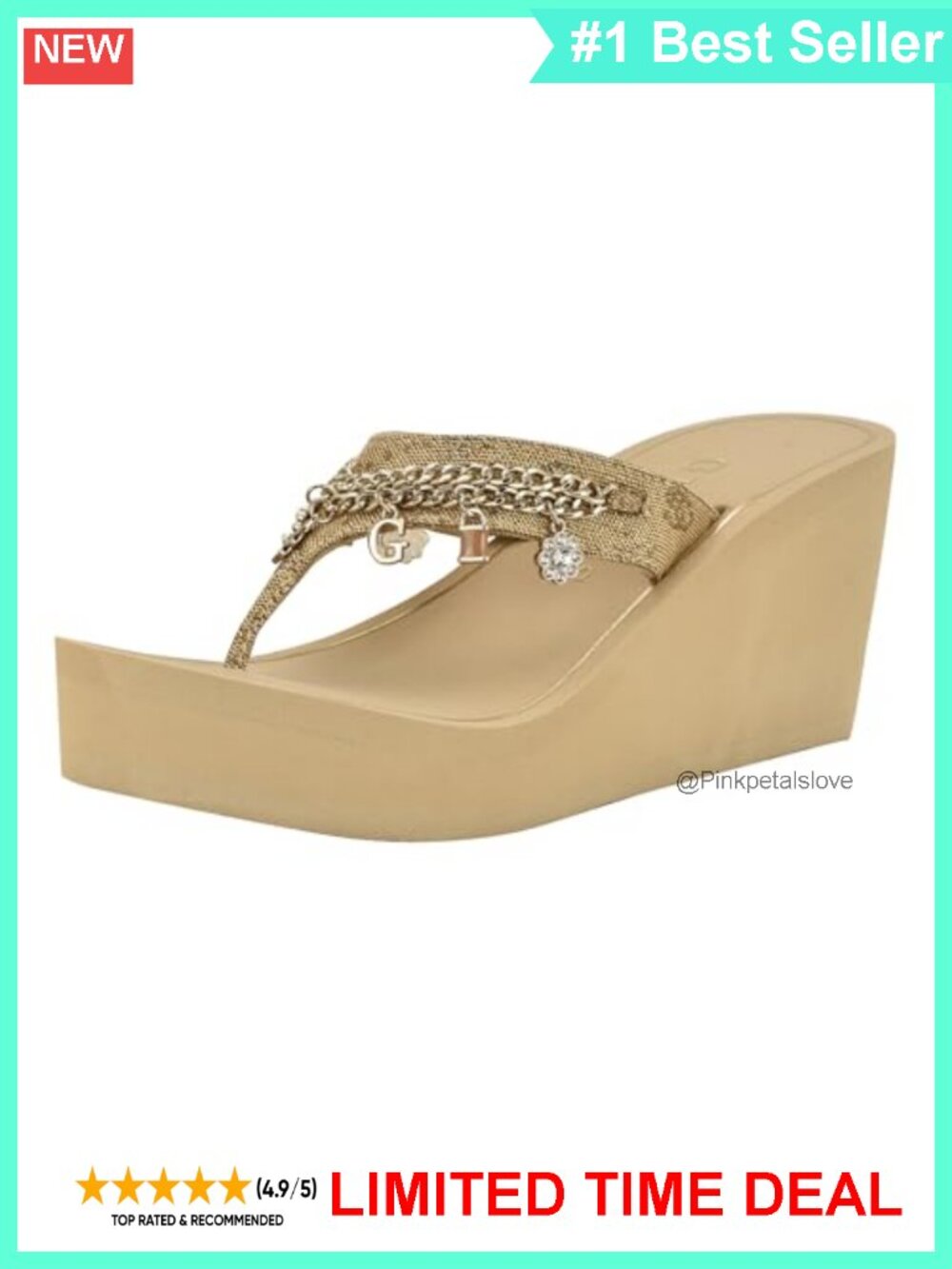 EVA Platform Sandals with Chain Charms Slip-On Open Toe
